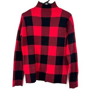 Tommy Bahama Size Small Pullover Sweater Mock Neck Red‎ Black Buffalo Check Top